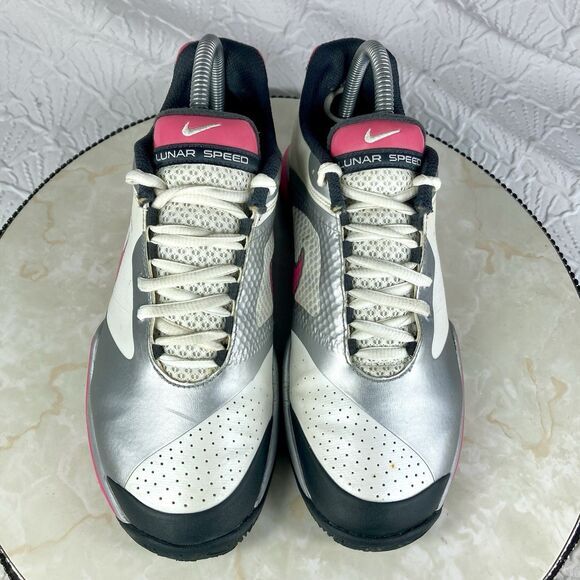Nike Lunar Speed 3 Tennis Sneakers Sz 7.5 White Silver Athletic Workout Shoes - Picture 4 of 12